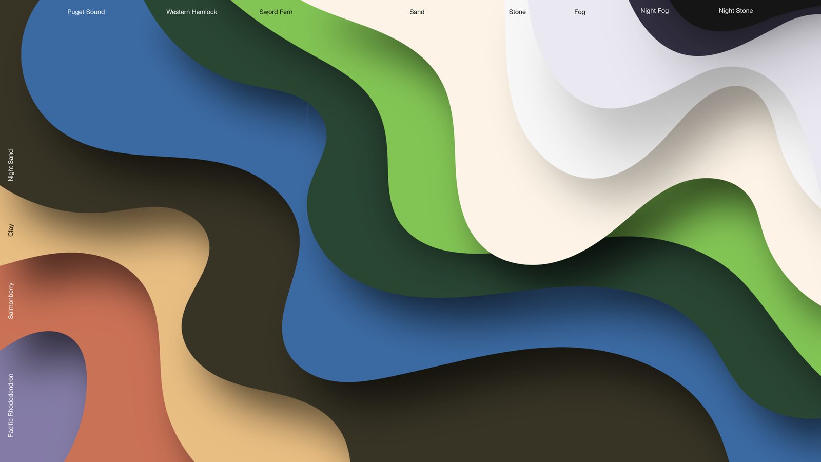 A wavy tapestry of brand colors swings across the screen